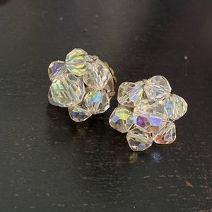 Vintage opalescent beaded clip on earrings